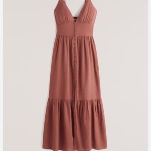 Abercombie & Fitch  Crinkle Textured Button-Through Maxi Dress